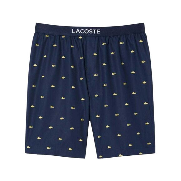 Lacoste Mens Poplin Repeat Logo Pyjama Shorts / Navy